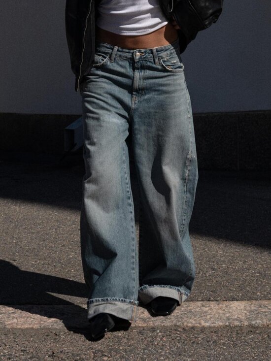 Zara Denim - ZARA MID-RISE - BAGGY FOLDED JEANS